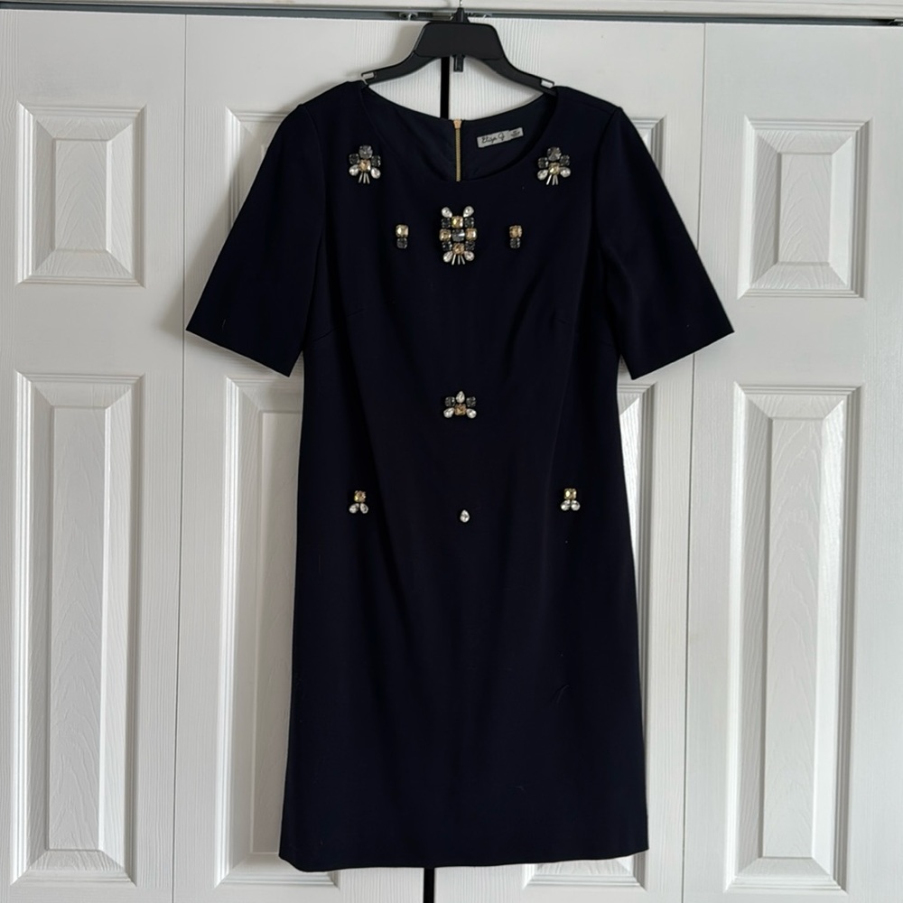 Eliza J Navy Shift Dress with Rhinestones size 6P